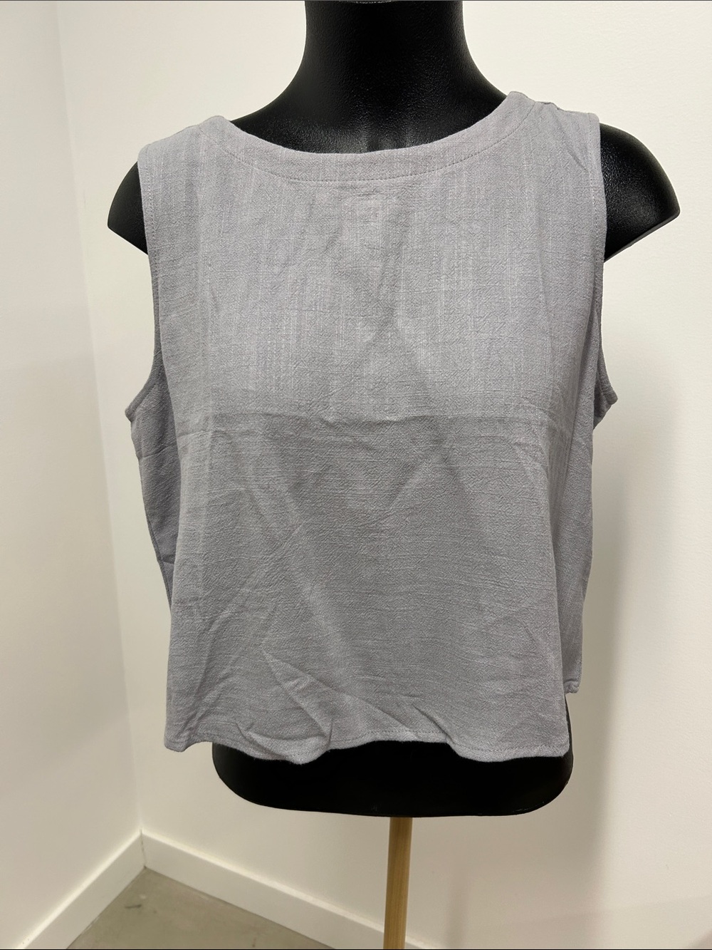 Anrabess Light Gray Sleeveless Crop Tank Top - Casual Women's Tank
